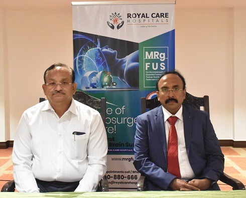 India's First Knife-less Brain Surgery technology by Royal Care Hospital for Essential Tremors and Parkinson's Disease with benefits like Submillimetre precision, No major complications, Real time monitoring during procedure, No anaesthesia, No incision/blood loss, Almost 100% effective and totally non-invasive.